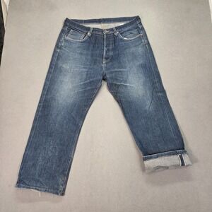 Hardly Ever's Jeans Mens Wide Leg Baggy Loose Selvedge Straight Fits 34x25